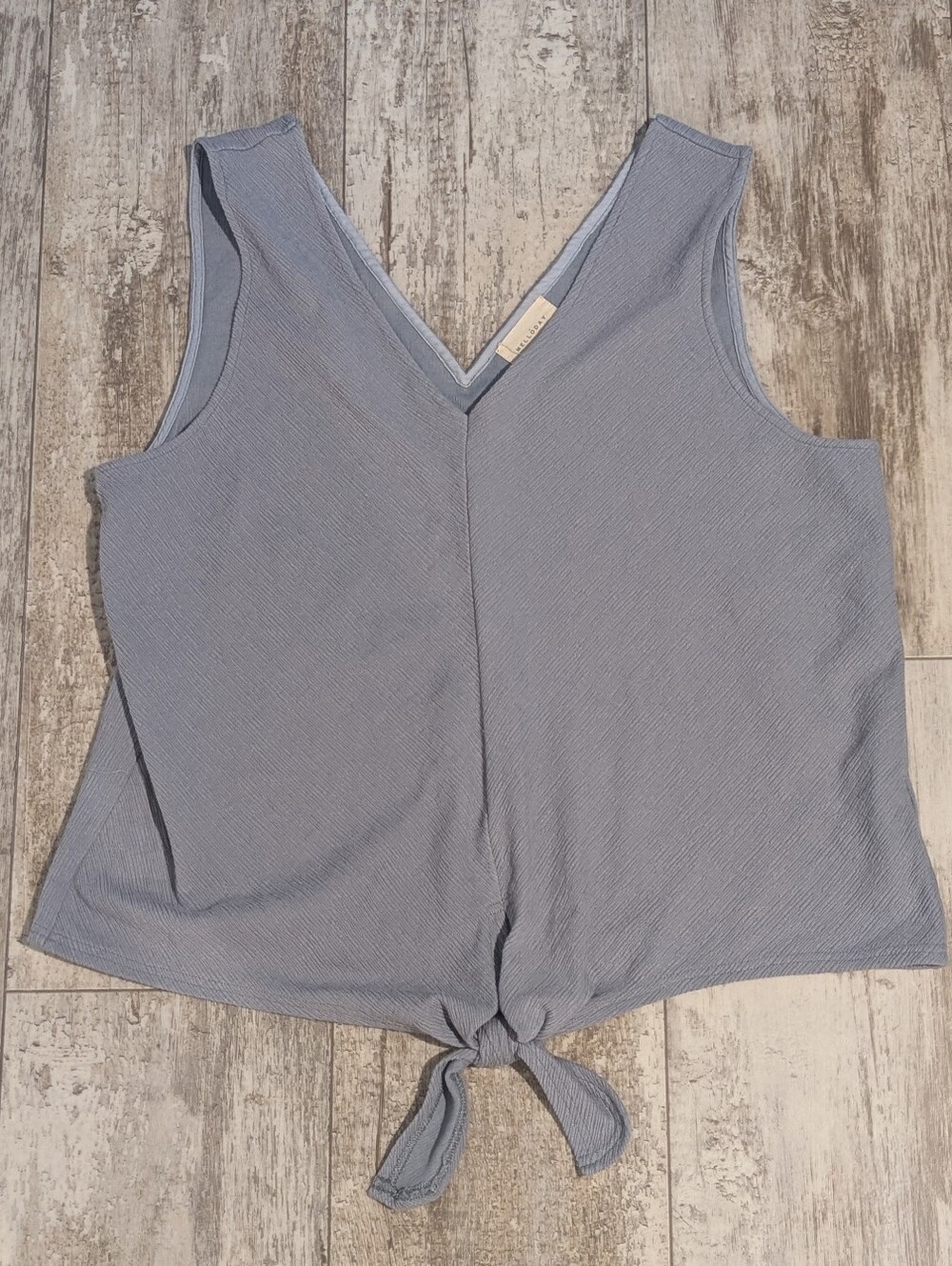 MELLODAY Dusty Blue V-Neck Tie-Front Tank